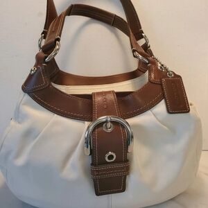 Coach White and Brown Leather Shoulder Bag with  Two-Tone Design NEW, REDUCED!
